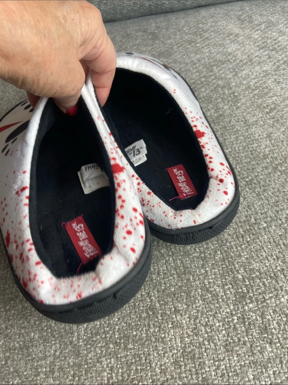 Friday the 13th White & Red Slippers Adult Men size 13